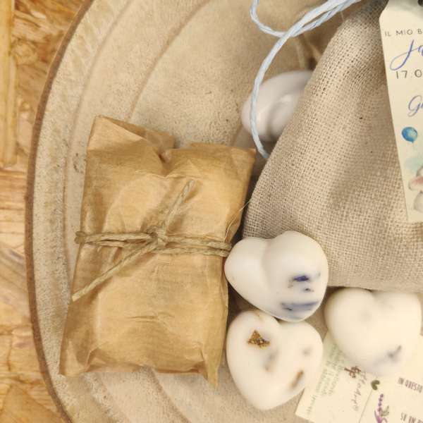 cuori di cera bomboniera battesimo bimbo ecofattoart
